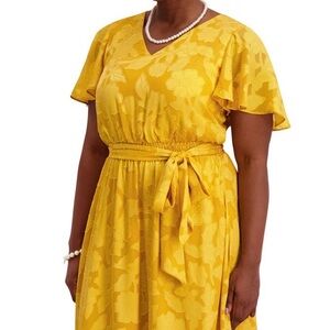 Kasper Yellow Floral Maxi Dress